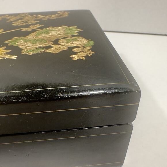 Vintage Florentine Wood Box, Made in Italy, Hand Painted, Black Square Numbered - Picture 8 of 14